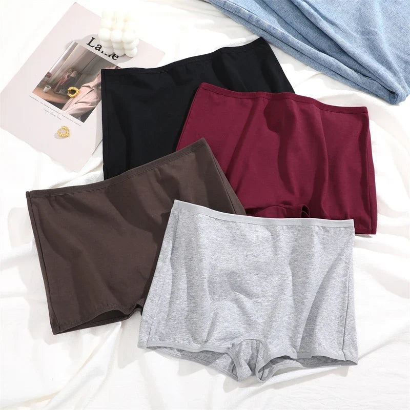 3PCS Women's  Cotton Seamless Panties Sports Boxers Underwear Female Solid Color Briefs Cozy Lingerie Intimate Underpants XS-XL
