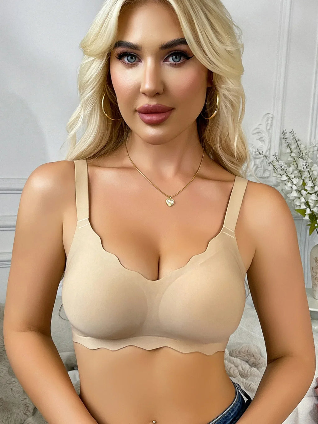Women's Leopard Print Seamless Bra, Full Cup Thin Bra, Plus Size Underwear, Push-Up, Sexy, Comfortable Underwear