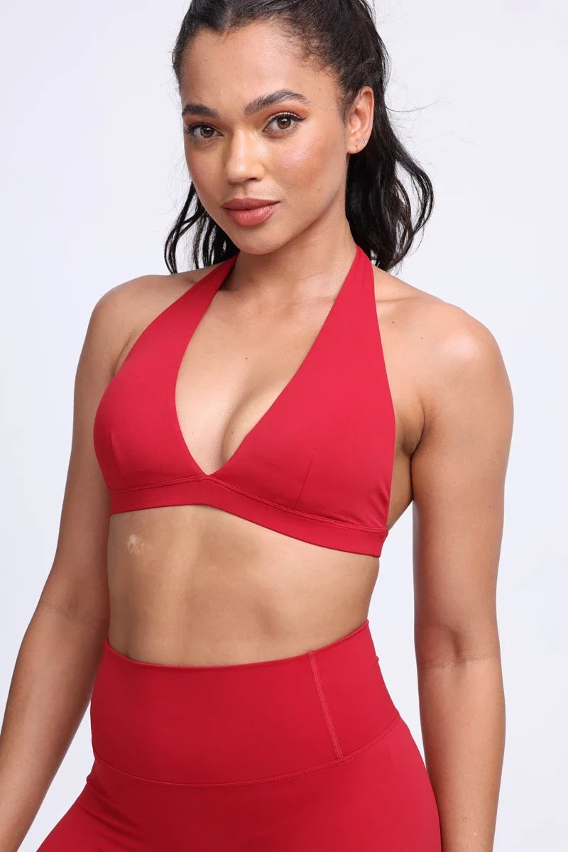 DIAS FIT JOY -Neck Hanging Neck Naked Feeling Yoga Bra for Running Fitness Cycling - Breathable Comfortable Sports Bra for Women