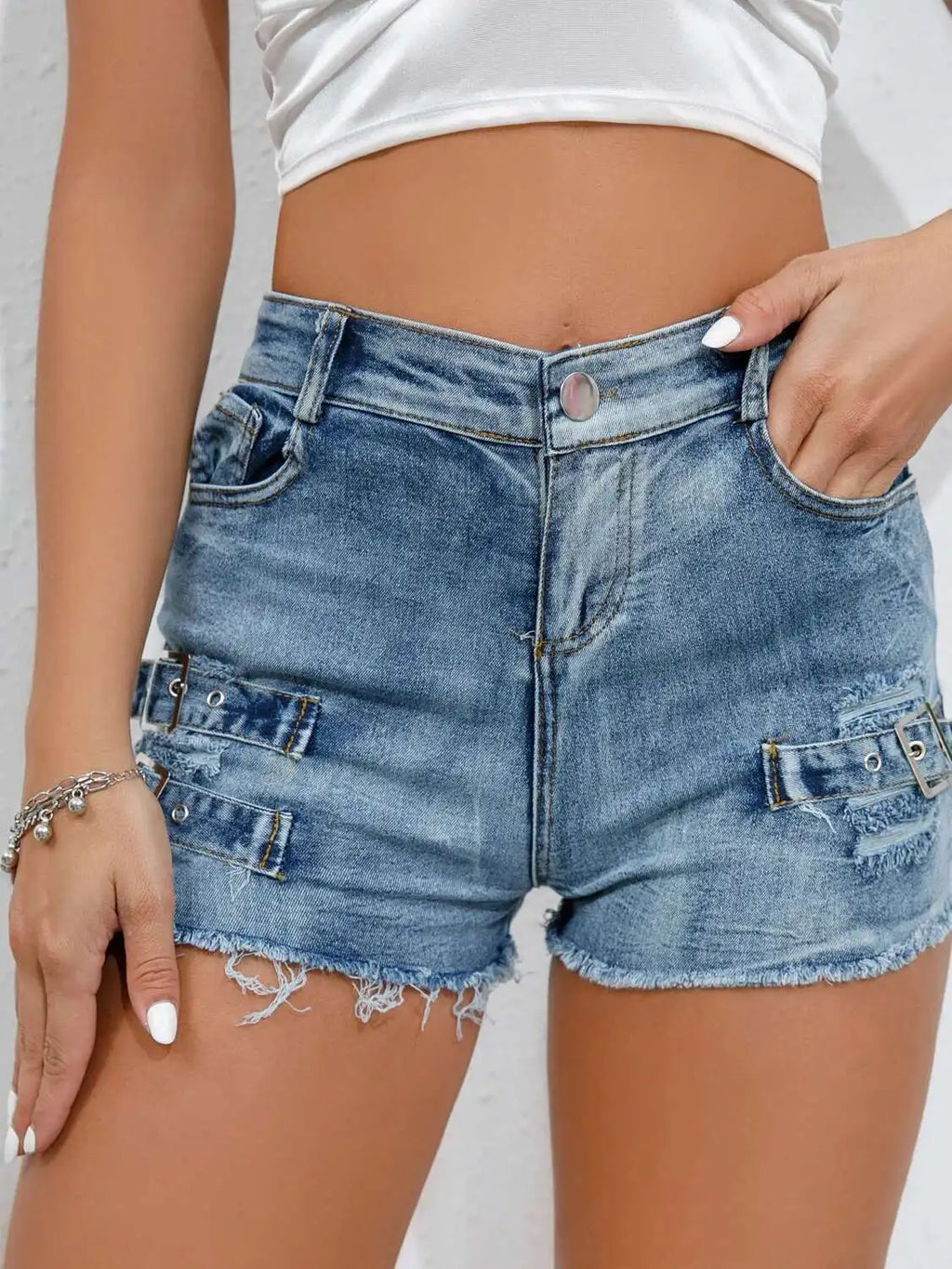 New High-Waisted Sexy Pants Denim Shorts Jeans  Solid Color Thin Charming Elegant Pure Desire Shorts For Woman Beautiful 5AML