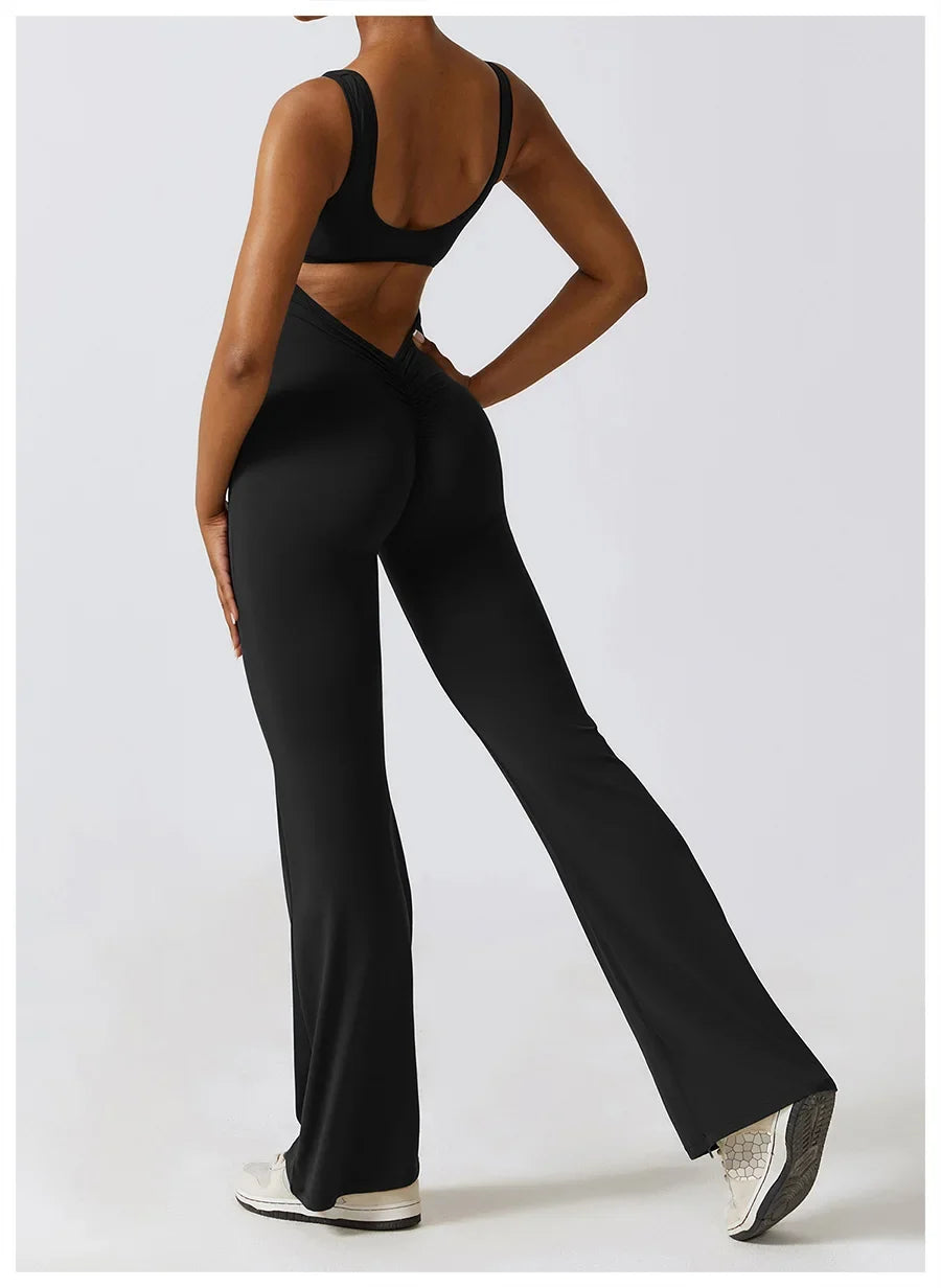 Women Sexy Back V Jumpsuit Gym Set Training Yoga Suit Sportswear Sports Jumpsuit Fitness Rompers Stretch Workout Bodysuits 8260