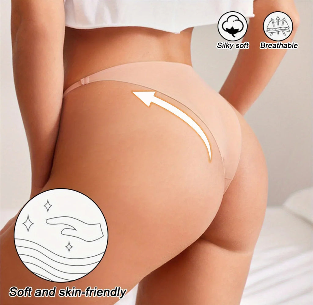 8 Pcs Women's Low Waist Thong Underwear - 4 Seasons Daily/Leisure/Commuting Wear, Elegant Sexy Solid Color, Simple Design