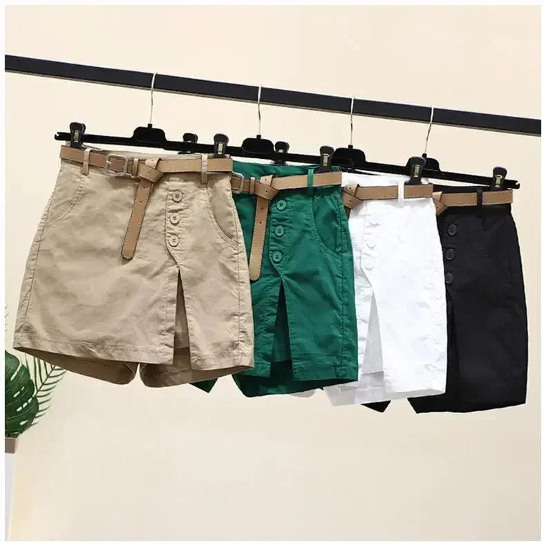 Casual Cotton Shorts Women's Summer Clothes New Versatile Fashion Thin A-word Pants Elastic Waist Skirt Pants Shorts for Women