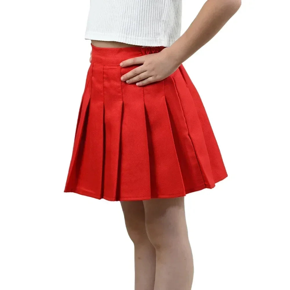 Summer Girl Pleated Skirt Children Summer Skirt Girls Mini Skirts Vintage Pleated Skirt 3-13Y Junior Girls Ruched Cullottes