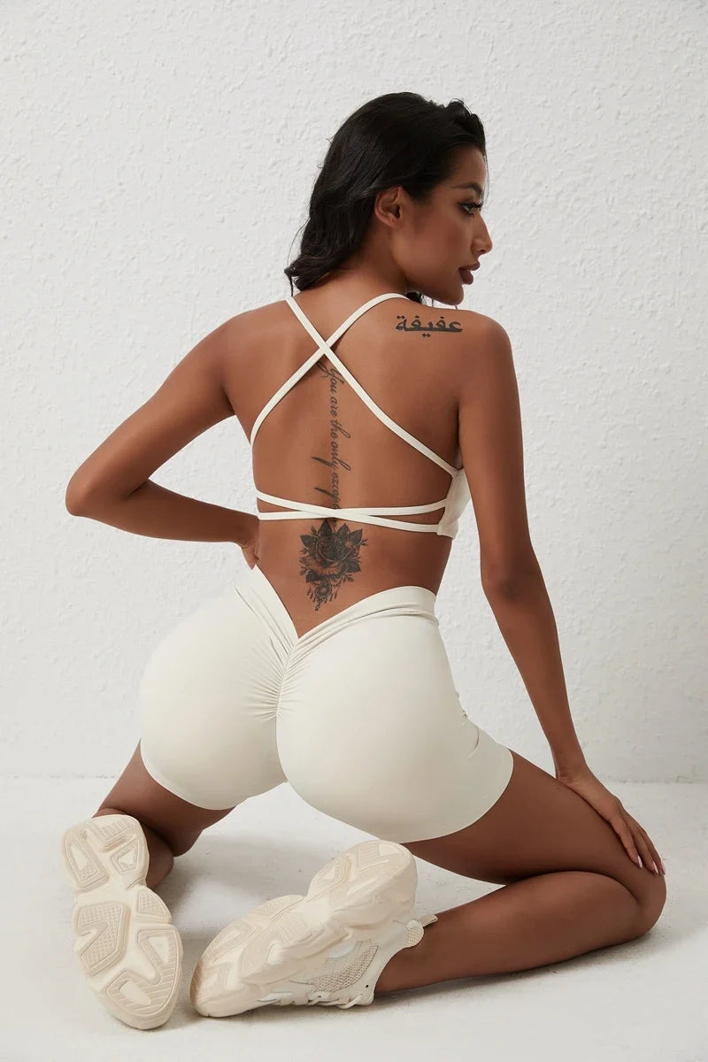 DIAS FIT JOY New style cross back yoga bra Plus Size removable chest cushion sexy back sports vest fitness running gym