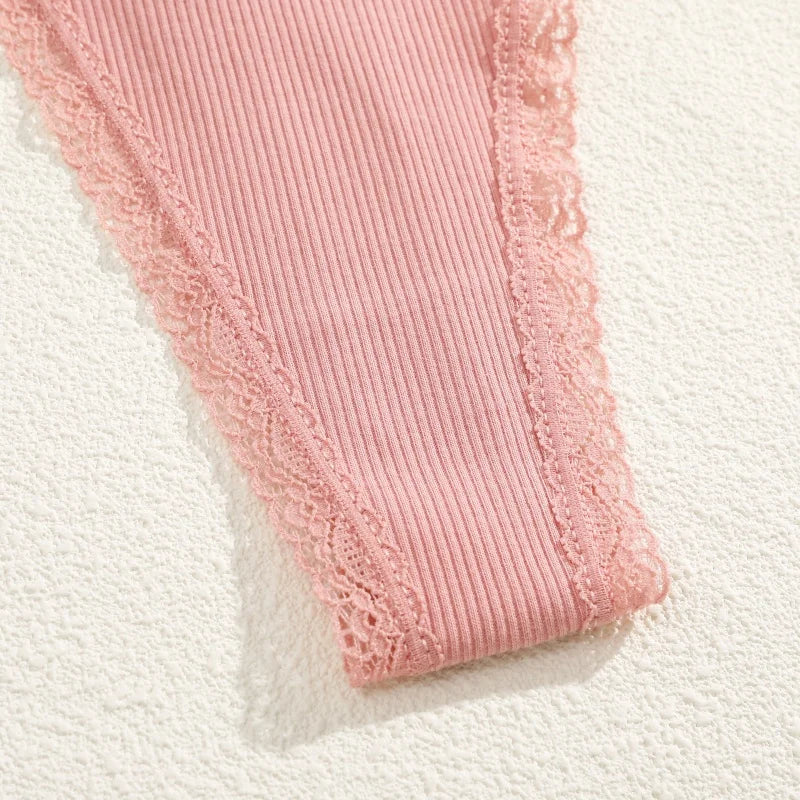 7Pcs Cotton Lace Panties Sexy G-String Women's Underwear Low Waist Comfortable Lingerie Briefs Adjustable Waist Thong Intimates