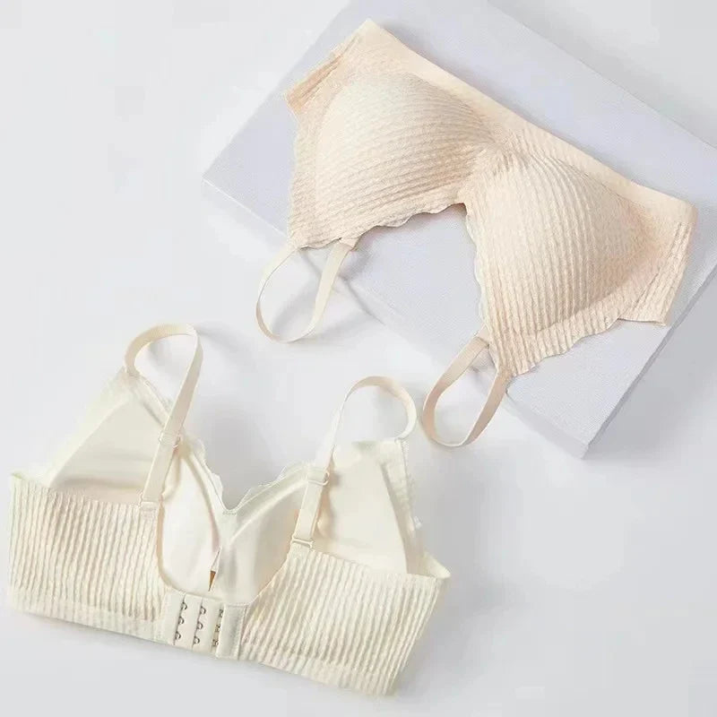 New Top Lace Seamless Women's Underwear Small Chest Gathered Non-slip No Steel Ring Sexy Sling Beautiful Back Bra Thin Section