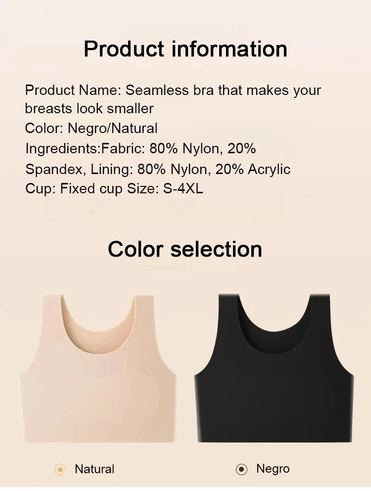 Women's Large Breasts Underwear Wide Shoulder Invisible Corset Antibump Thin Underwear Full Cup Vest Traceless Bra with Bra Pads