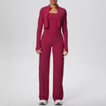 Yoga Set 3PCS Women Workout Sets Sportswear Gym Clothing Fitness zipper Long Sleeve High Waist Leggings Sports Suits Yoga Suit
