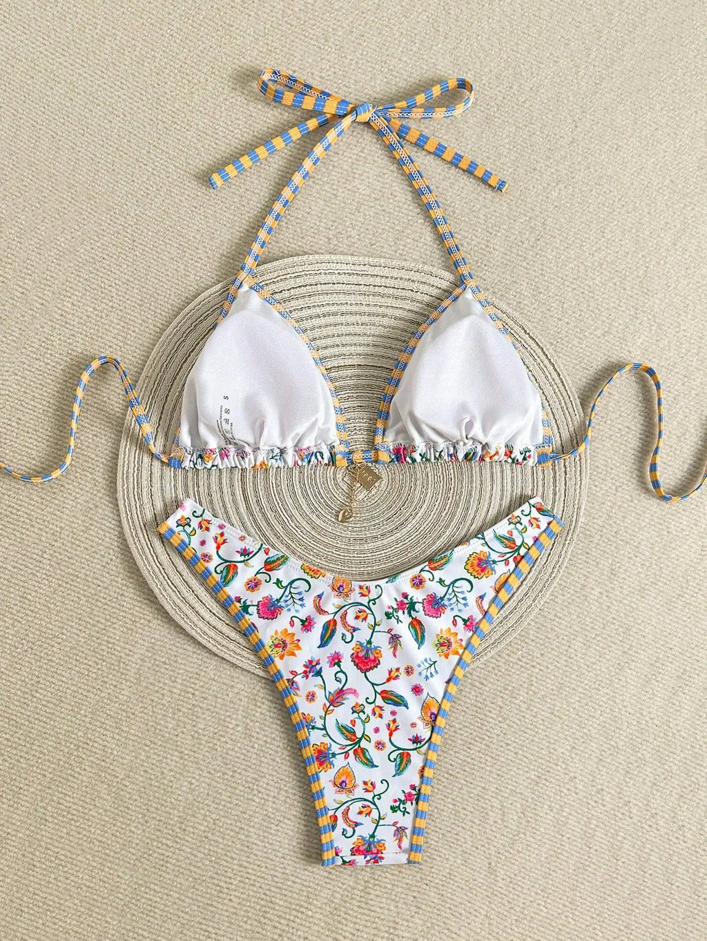 Sexy White Floral Print Micro Bikini 2026 Women Brazilian Push Up Bra Thong Swimsuit Beach Bathing Suit Holiday Swimwear Biquini
