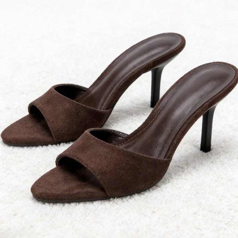 Summer Vintage Fashion Thin Low Heels Mules Slippers Women Design Female Sandals Slide Ladies Shoes Zapatos De Mujer