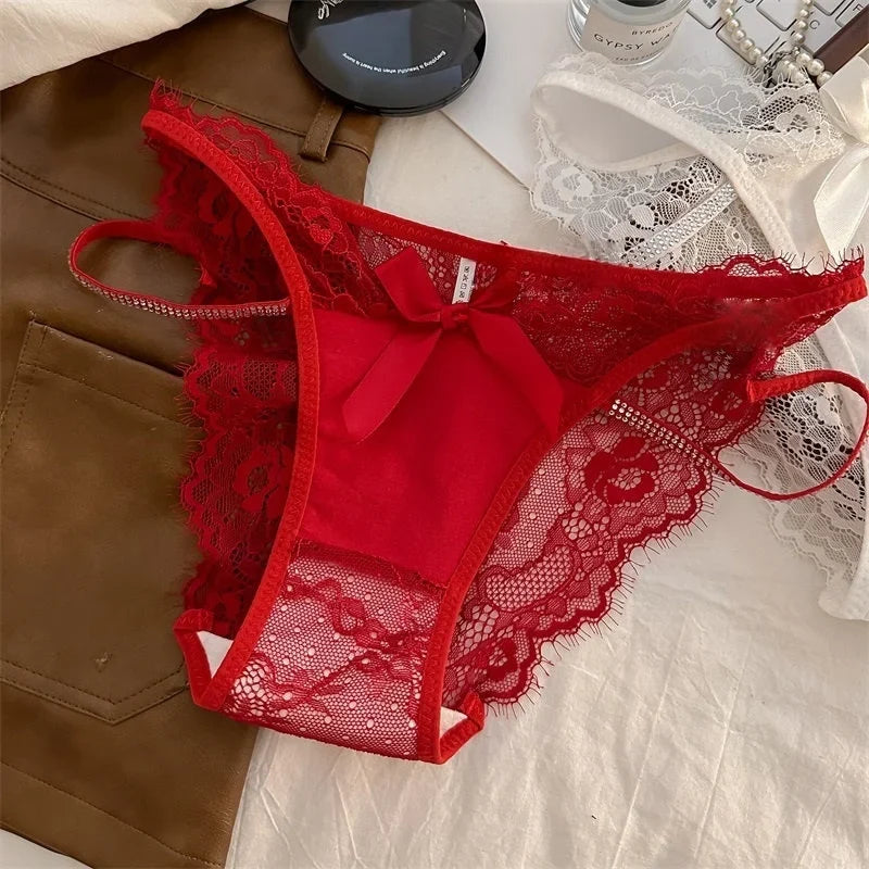 Girls Sexy G String Lace Panties Women Rhinestones Underwear Briefs Hollow Out Thong Transparent Lingerie Intimates