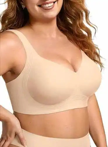 Womens Wireless Jelly Seamless and Wire-free Bra Supportive Full Cup Soft Support Comfortable and Breathable Bra Plus Up