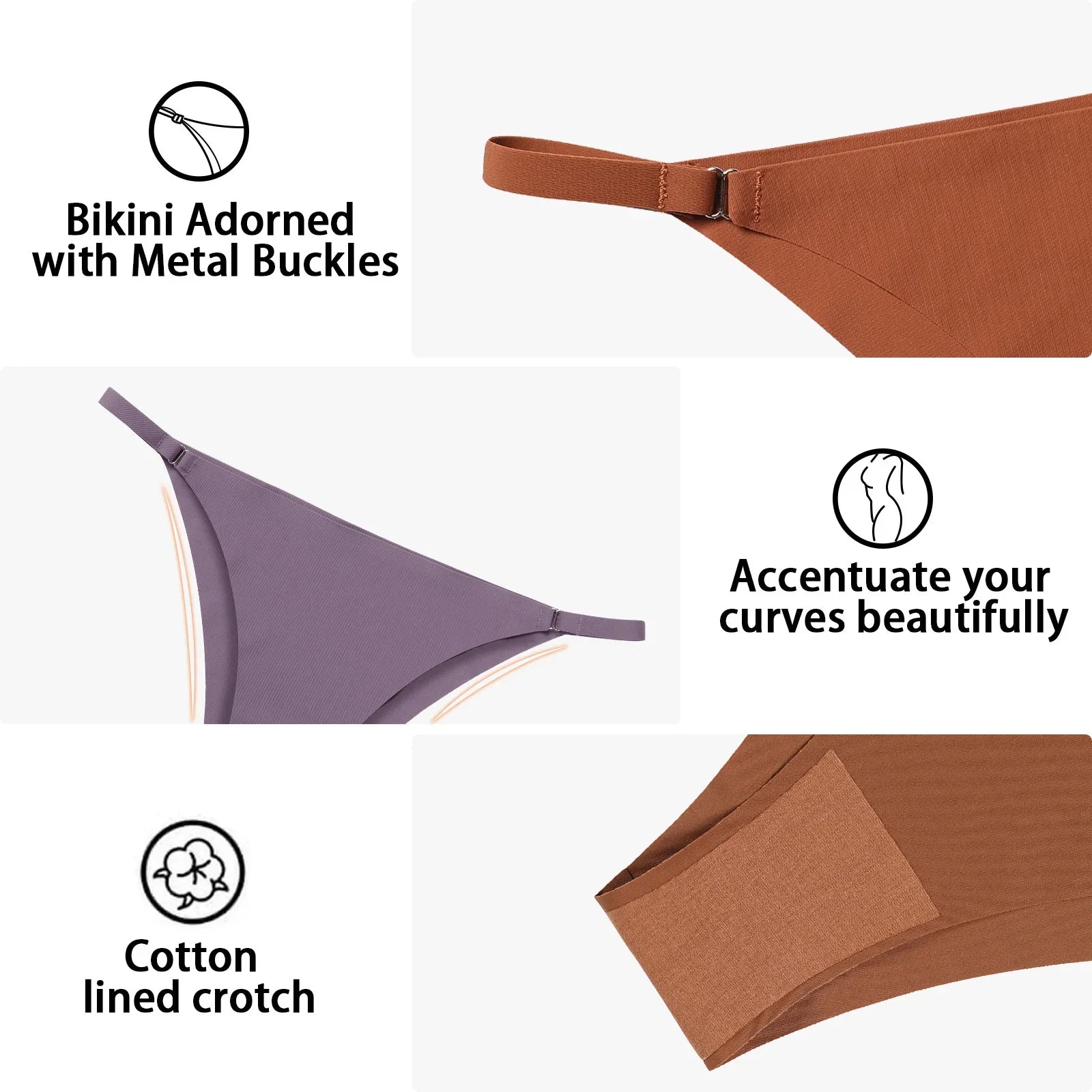 8 Pcs Women's Low Waist Thong Underwear - 4 Seasons Daily/Leisure/Commuting Wear, Elegant Sexy Solid Color, Simple Design