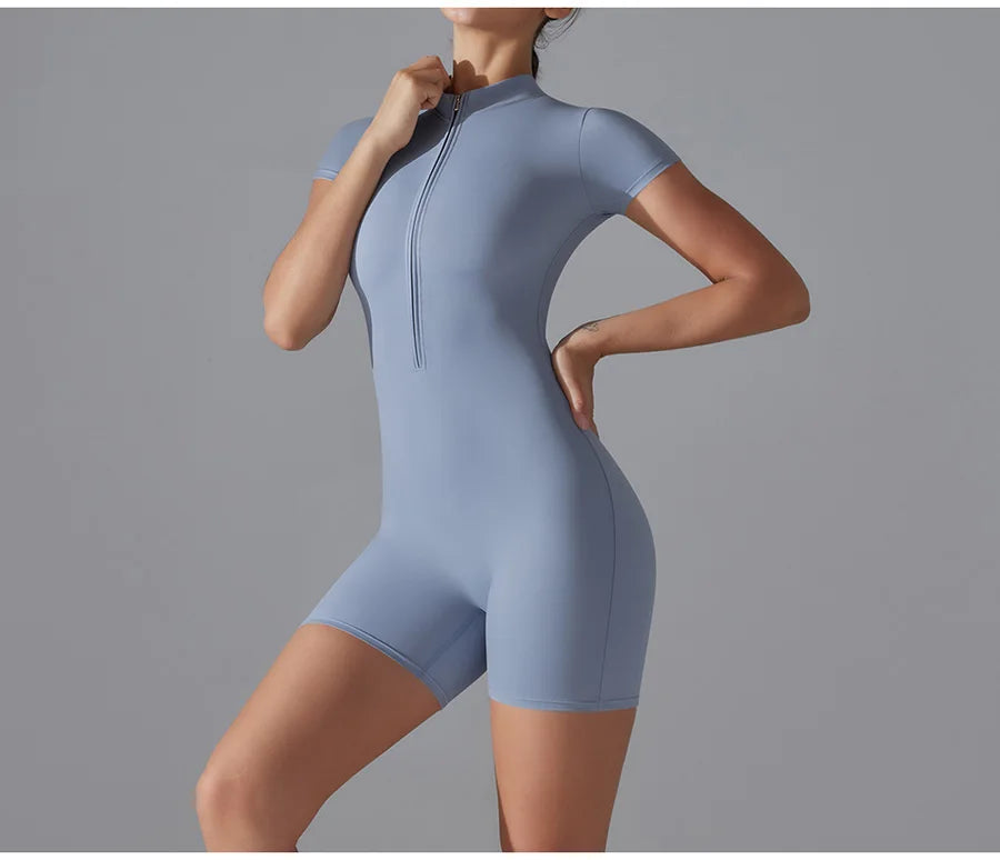 Yoga suit women jumpsuit One-Piece Suit short sleeved shorts Gym Push Up Workout Clothes Fitness Bodysuit Sportswear Tracksuit