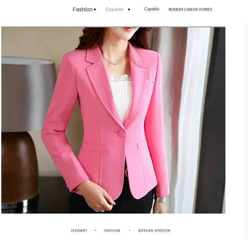 Korean Women's Fit and Tailored Blazer Jacket for Spring and Autumn Office Lady OL Casual Business Suit for Women Trendy Style