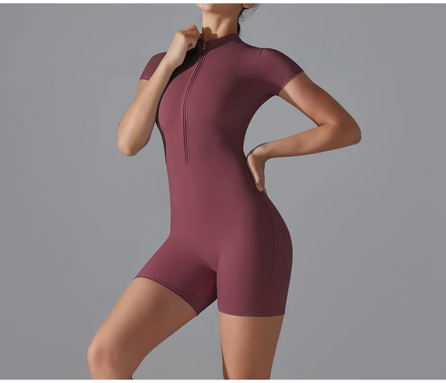 Yoga suit women jumpsuit One-Piece Suit short sleeved shorts Gym Push Up Workout Clothes Fitness Bodysuit Sportswear Tracksuit