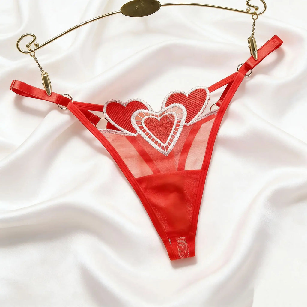 Embroidery Heart Thin Sexy Girls G String Thong Panties Women Briefs Hollow Out Transparent Underwear Female Lingerie