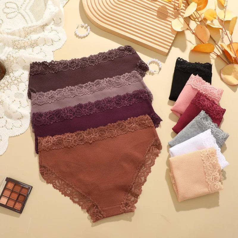 Sexy Cotton Lace Panty Women Low Waist Panties Underwear S-XL Solid Color Ladies Briefs Lingere Underware Comfortable Women