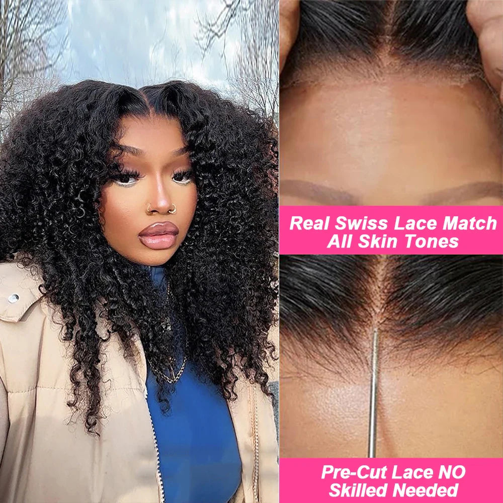 250% Kinky Curly Wigs Human Hair Afro Curly 13x6 HD Lace Frontal Wig Wear Go Glueless 5x5 Lace Front Human Hair Wigs on Sale