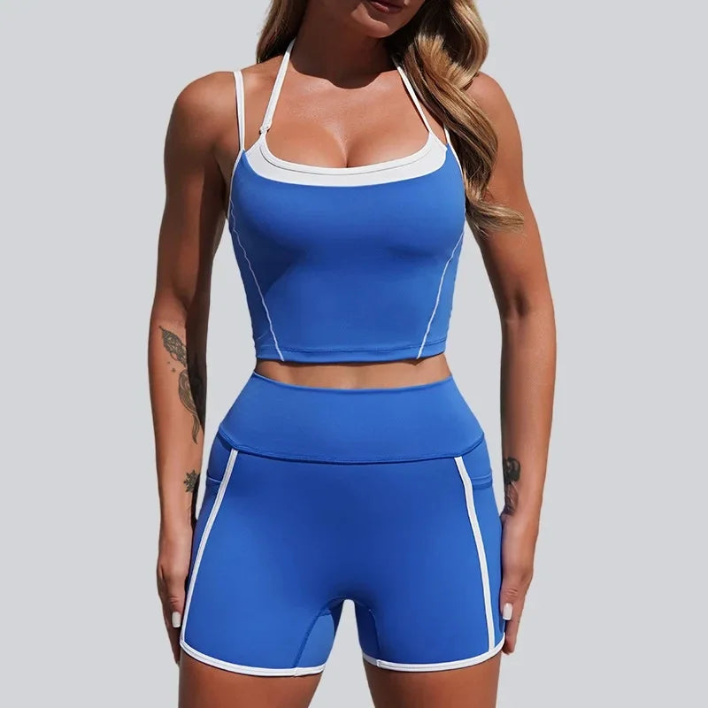 2026 Spring and Summer New Casual Women's Clothing Neck Back Yoga Suit Fitness Sports Fitness Clothing Two-piece Set