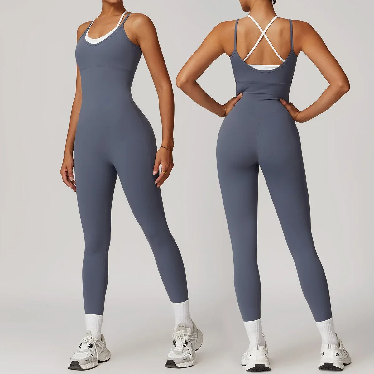 Yoga Jumpsuit Fake two color contrast halter sport jumps Women Push Up Gym Fitness Overalls Sport Outfit Sportswear Clothes 8843