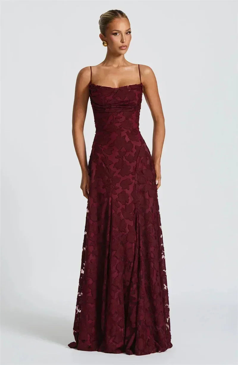Mozision Spaghetti Strap Backless Sexy Maxi Dress Women Gown Fashion Off-shoulder Sleeveless Lace-up Evening Club Party Dress