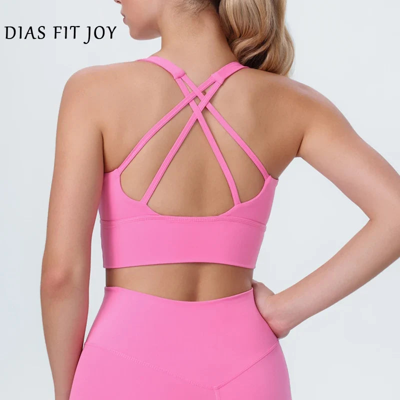 DIAS FIT JOY Yoga bra Naked feel cross back sports bra yoga clothes women's Cycling running fitness top