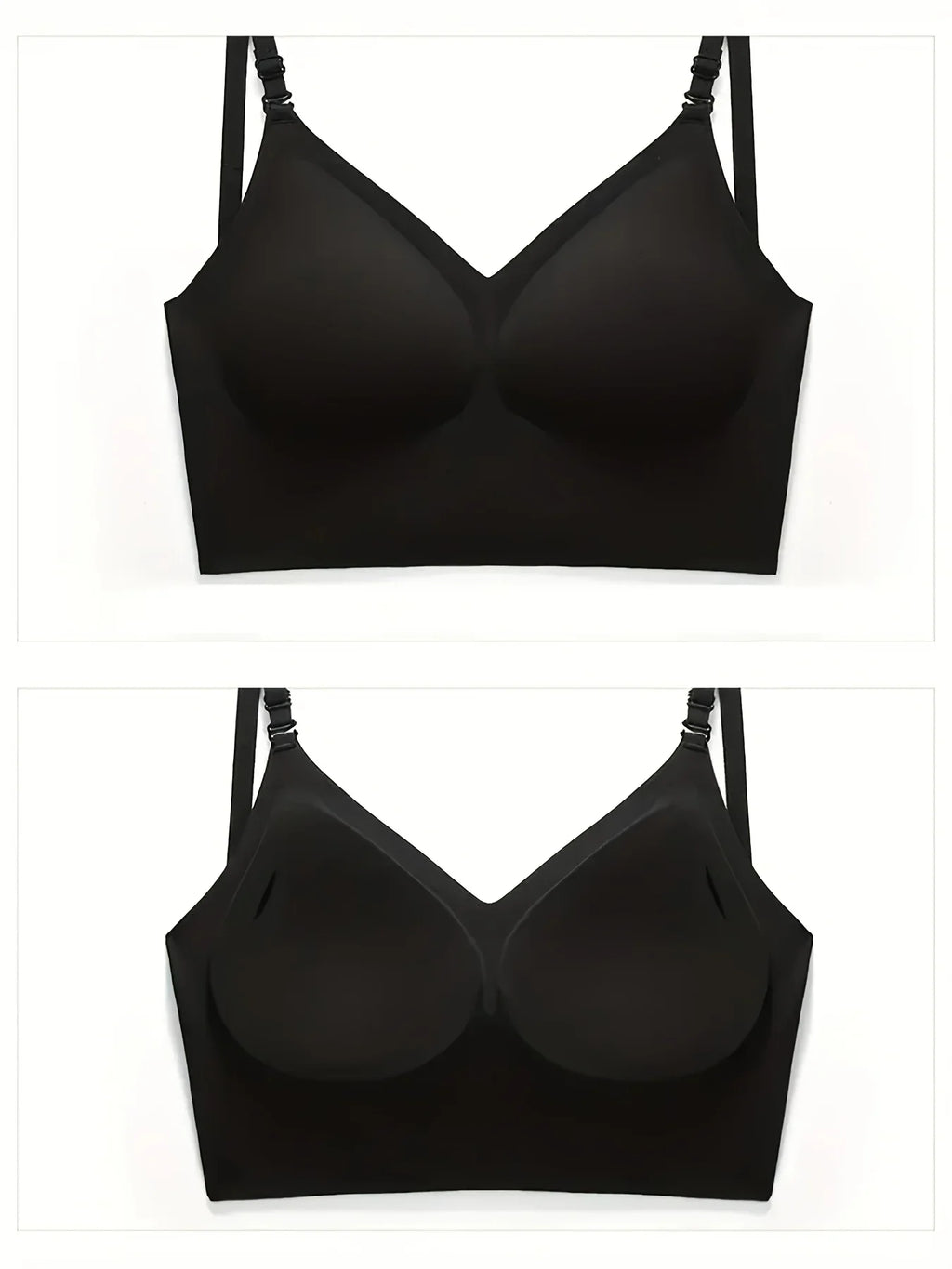 Women Sexy Lingerie Invisible Bra Deep U Plunge Bras Backless Top for Dresses, Transparent Strap Push Up Back Sling Underwear