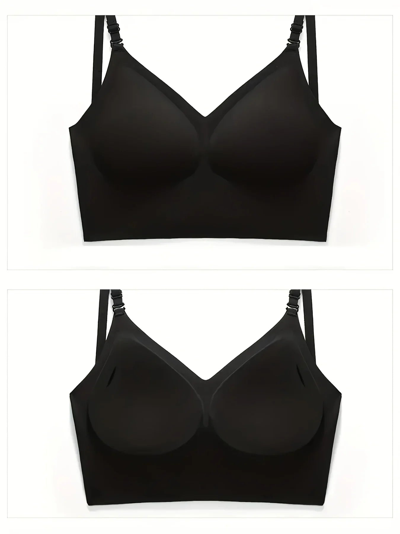 Women Sexy Lingerie Invisible Bra Deep U Plunge Bras Backless Top for Dresses, Transparent Strap Push Up Back Sling Underwear