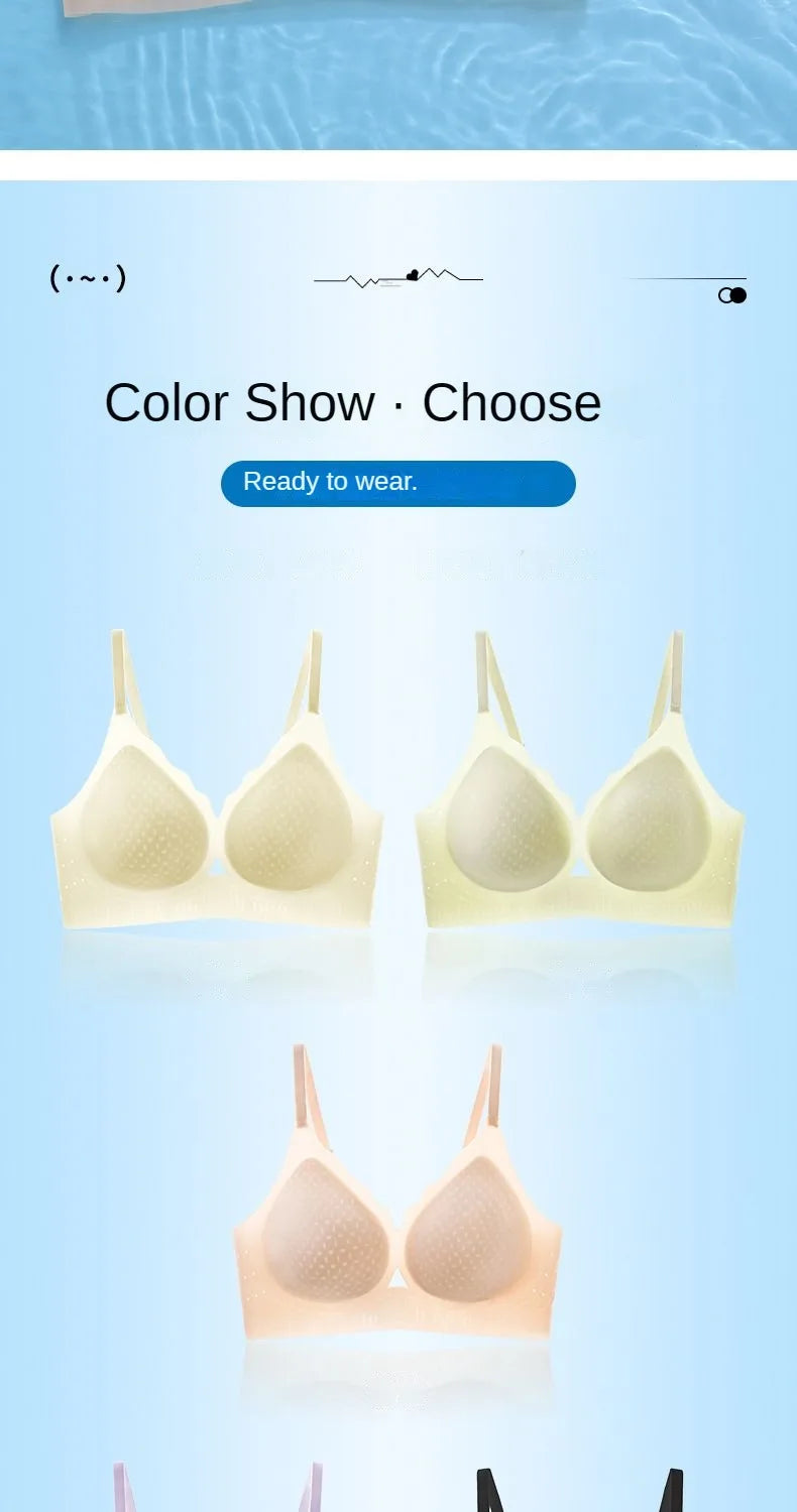 Ultra-thin Ice Silk Seamless Underwear Women's Small Breast Gathering Wireless Breast-Reducing Cooling Beautiful Back Bra