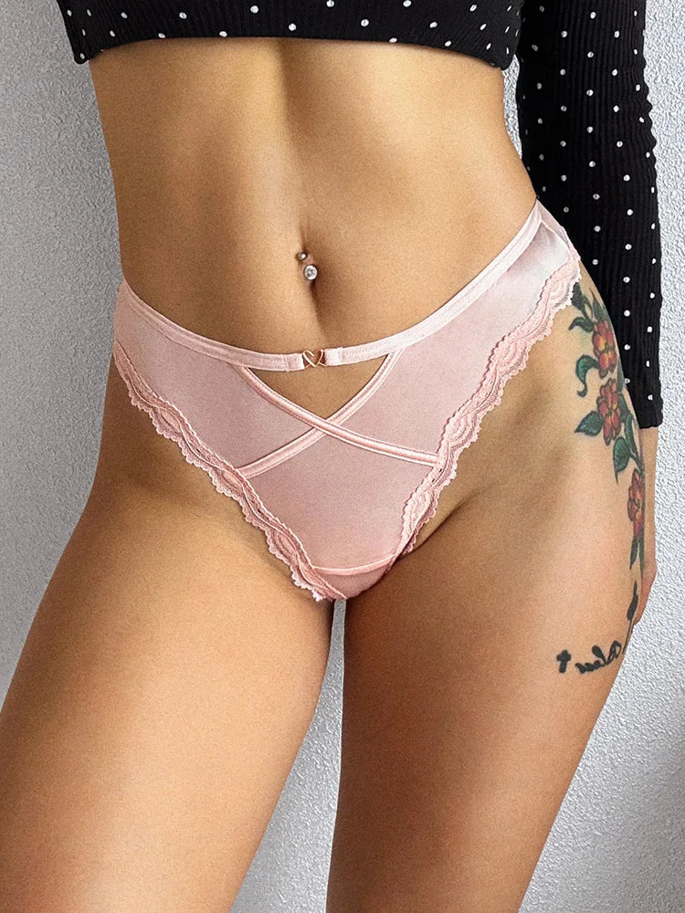Heart Metal Sexy G String Underwear Women Panties T-Back Briefs Female Lingerie Transparent Erotic Girls Thongs Bikini