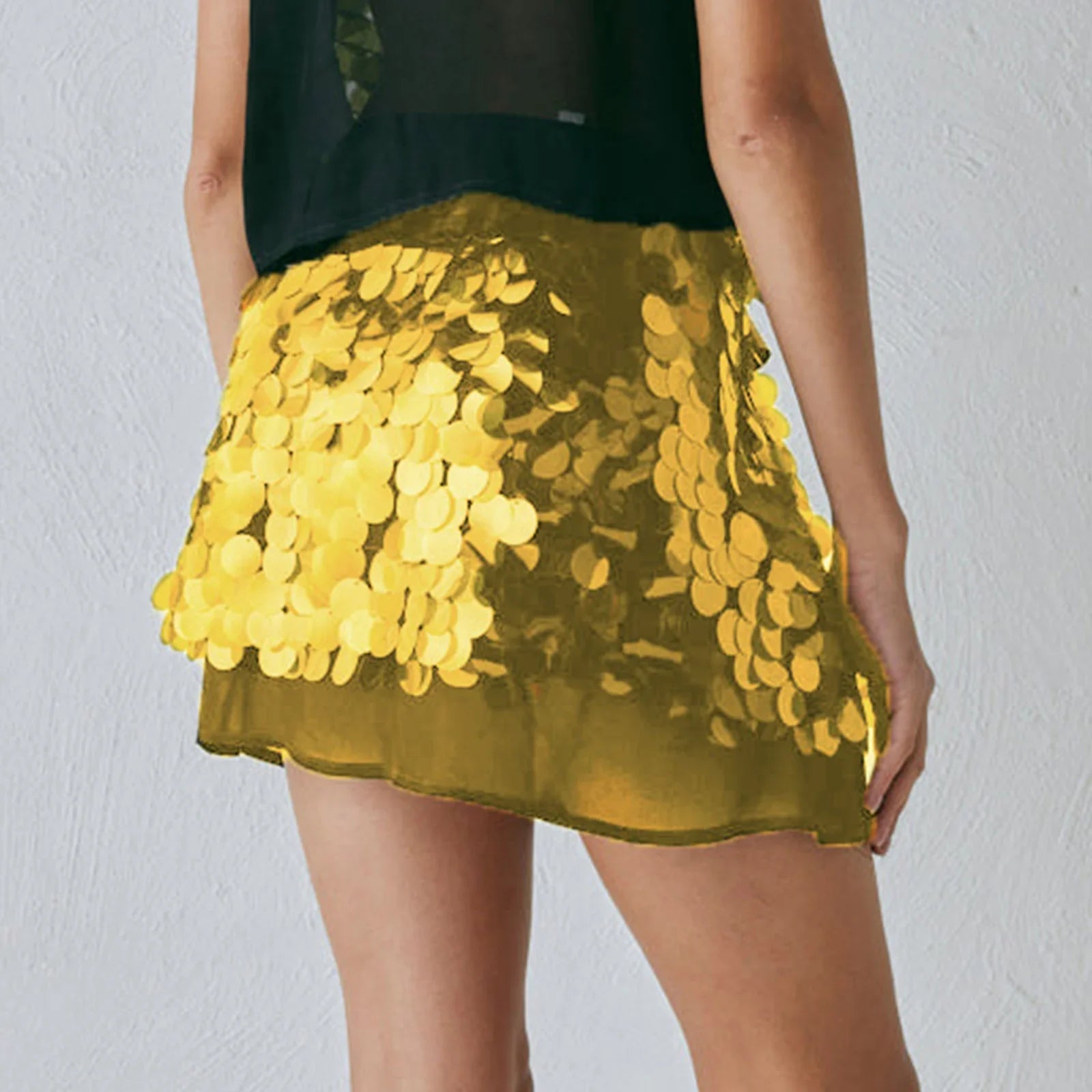 Summer Women Sequin Mini Skirt fashion pencil skirts party clubwear Versatile Solid Mesh Bodycon Night Party Shine Short Skirts