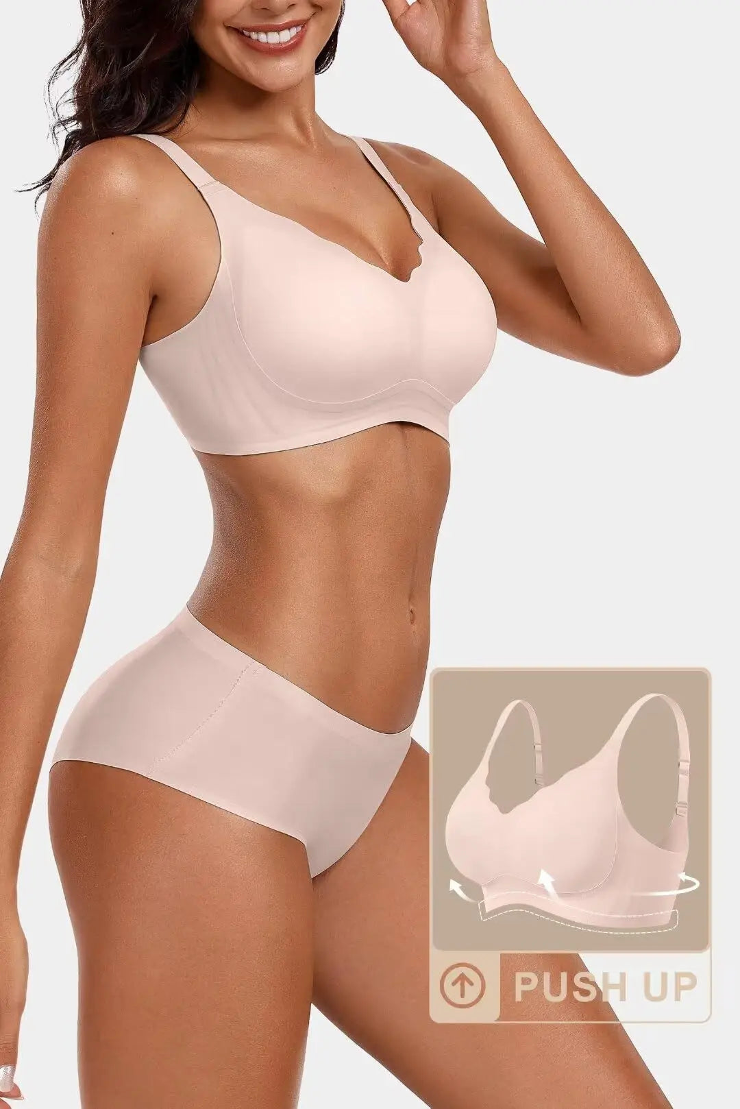 Women's Wavy Smooth Bra Wire-free and Seamless Bra Supports Side Breast Prevents Sagging Comfortable and Pushes Up