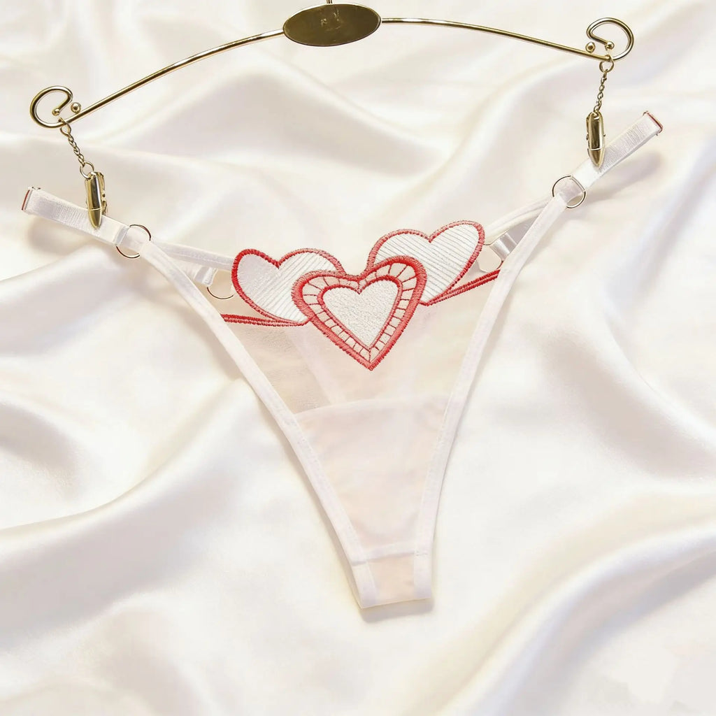 Embroidery Heart Thin Sexy Girls G String Thong Panties Women Briefs Hollow Out Transparent Underwear Female Lingerie