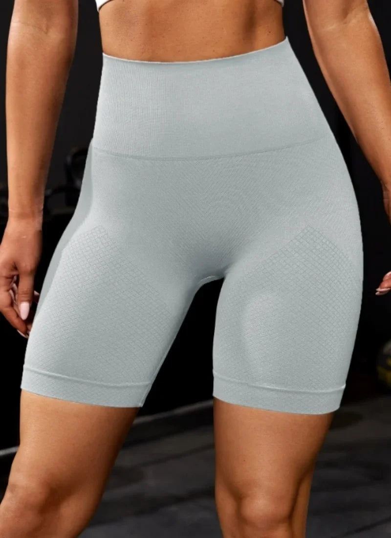 High waisted tight fitting sports shorts for women, fitness yoga pants, elastic and breathable running pants, fashionable and sl
