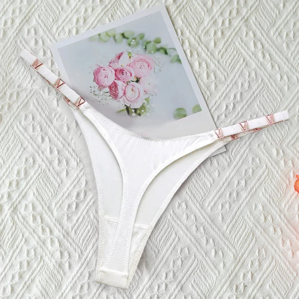 Zebra Flower Low Rise Sexy Thong Women Underwear Briefs Panties Luxury Metal Buckle G String Seamless Bikini Girls Female Panty