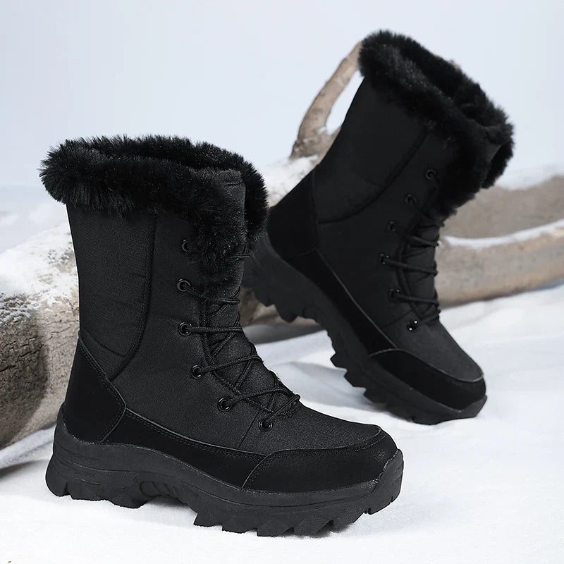 Winter Snow Boots for Women, Waterproof, Non-Slip, Warm, Northeast-Style Large Cotton Shoes, Ski Boots, Fleece-Lined, Thickened, Wear-Resistant, High-Top Cotton Boots