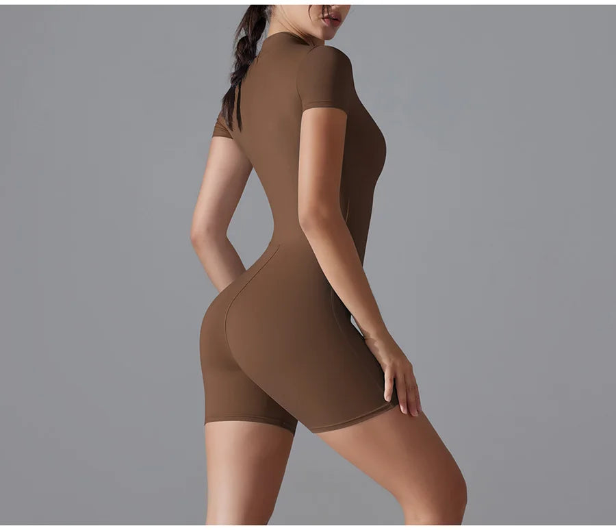 Yoga suit women jumpsuit One-Piece Suit short sleeved shorts Gym Push Up Workout Clothes Fitness Bodysuit Sportswear Tracksuit