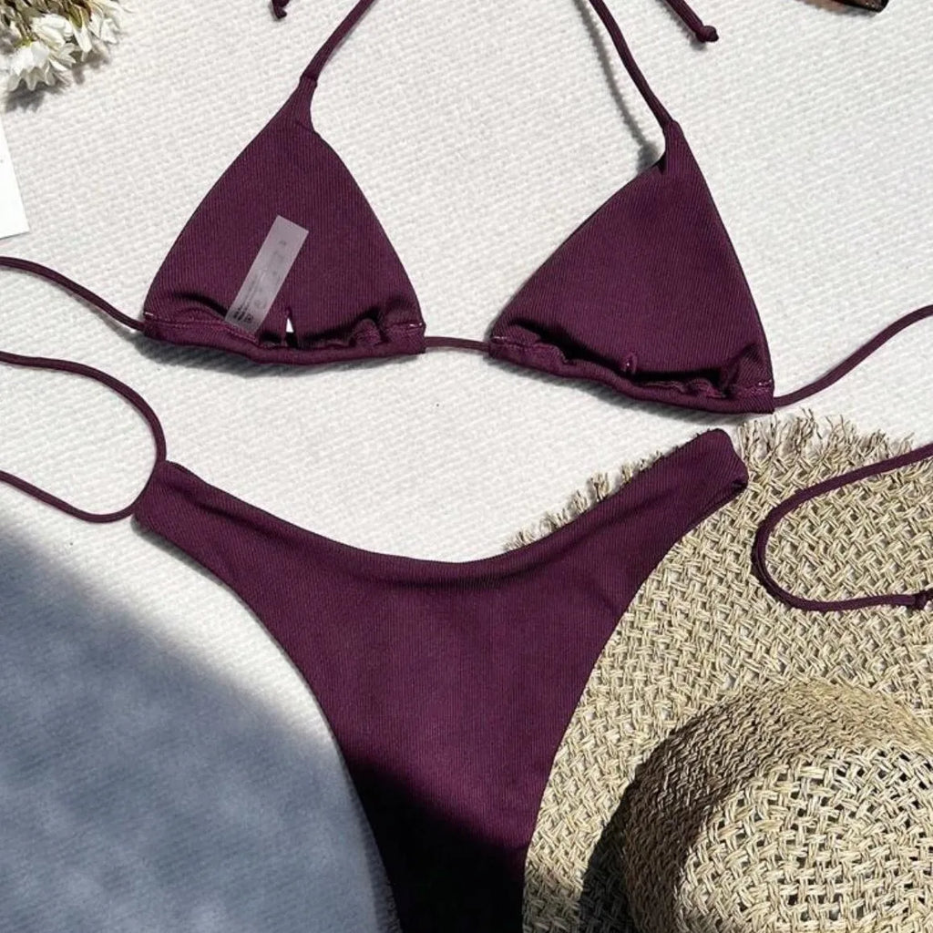 2026 New Micro Mini Black Solid Color Swimwear Women Bikini Set Sexy Biquini Bathing Suit Swimsuit Bandage Swim Suit Brazilian
