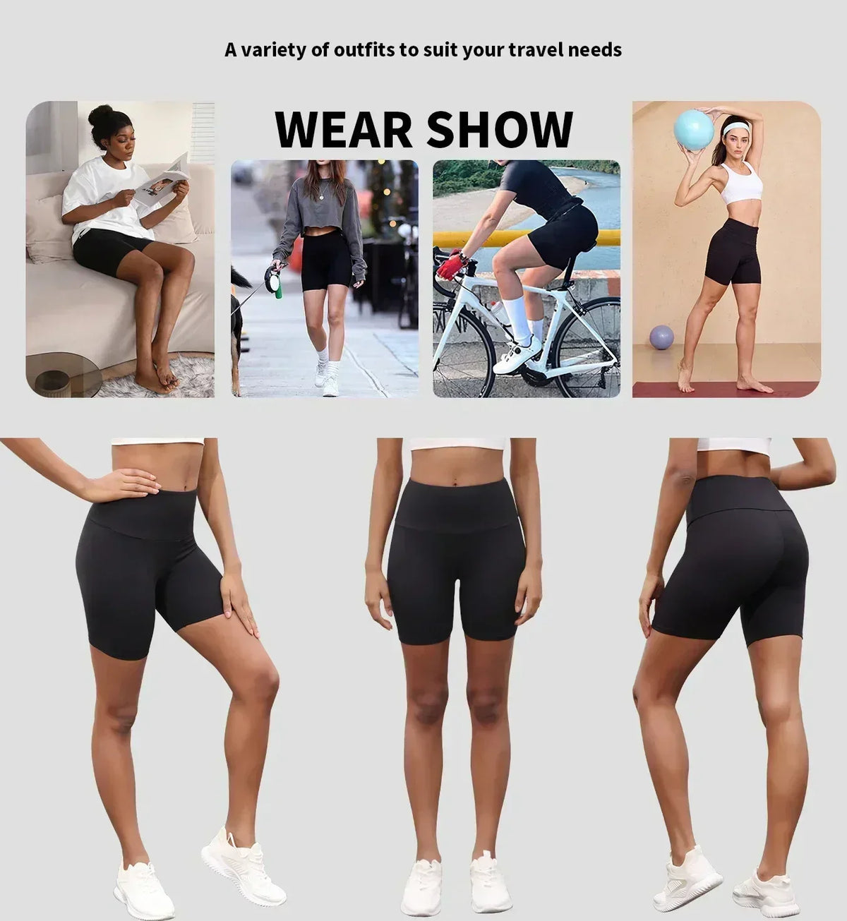 3 Pack Women's High Waisted Biker Shorts Super Soft Tummy Control No See Through Workout Yoga Running Push Up Gym Fitness Shorts