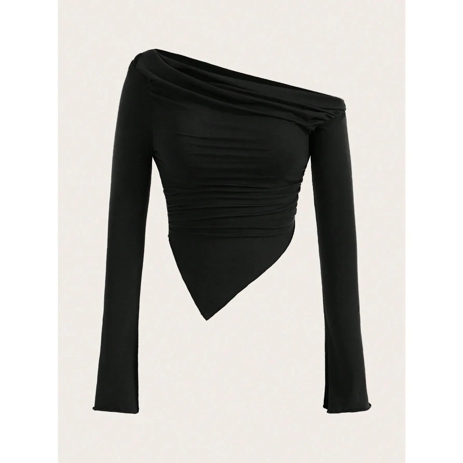 Women Sexy Solid One Shoulder Long Sleeve T Shirt Spring Fall 2024 Y2K Clothes Grunge Goth Slim Fit Tee Top Tshirt Streetwear