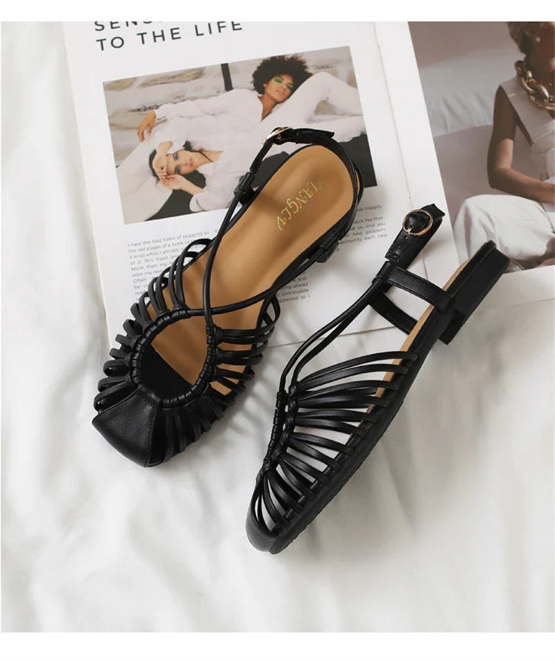 ZAROY Women Flat Sandals Summer Narrow Band Roman Shoes Casual Plus Size Brand Designer Banquet Beach Gladiator Sandalias Zapato