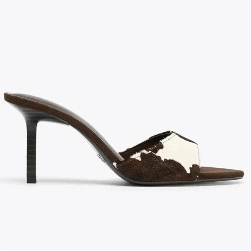 Summer Vintage Fashion Thin Low Heels Mules Slippers Women Design Female Sandals Slide Ladies Shoes Zapatos De Mujer