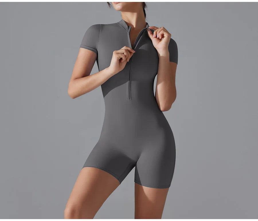Yoga suit women jumpsuit One-Piece Suit short sleeved shorts Gym Push Up Workout Clothes Fitness Bodysuit Sportswear Tracksuit