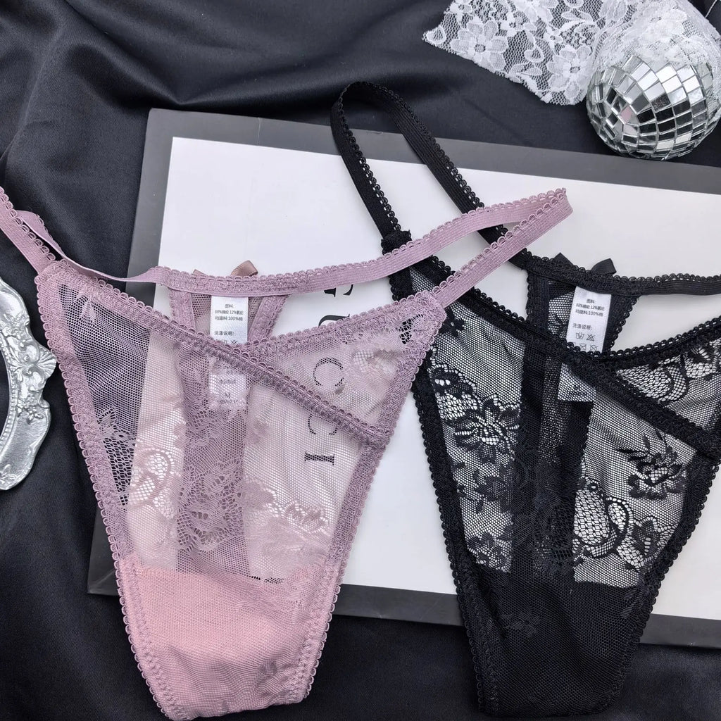 Girls Sexy G String Panties Women Lace Briefs Hollow Out Underwear Thong High Quality Transparent Underpants Lingerie Intimates
