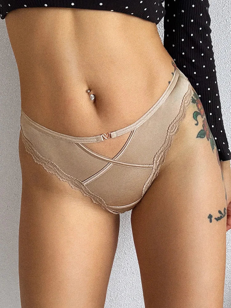 Heart Metal Sexy G String Underwear Women Panties T-Back Briefs Female Lingerie Transparent Erotic Girls Thongs Bikini