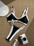 Sexy Red Contrast Bikini Set 2026 Women Halter Push Up Bra Pleate Thong Swimsuit Brazilian Beach Bathing Suit Holiday Swimwear