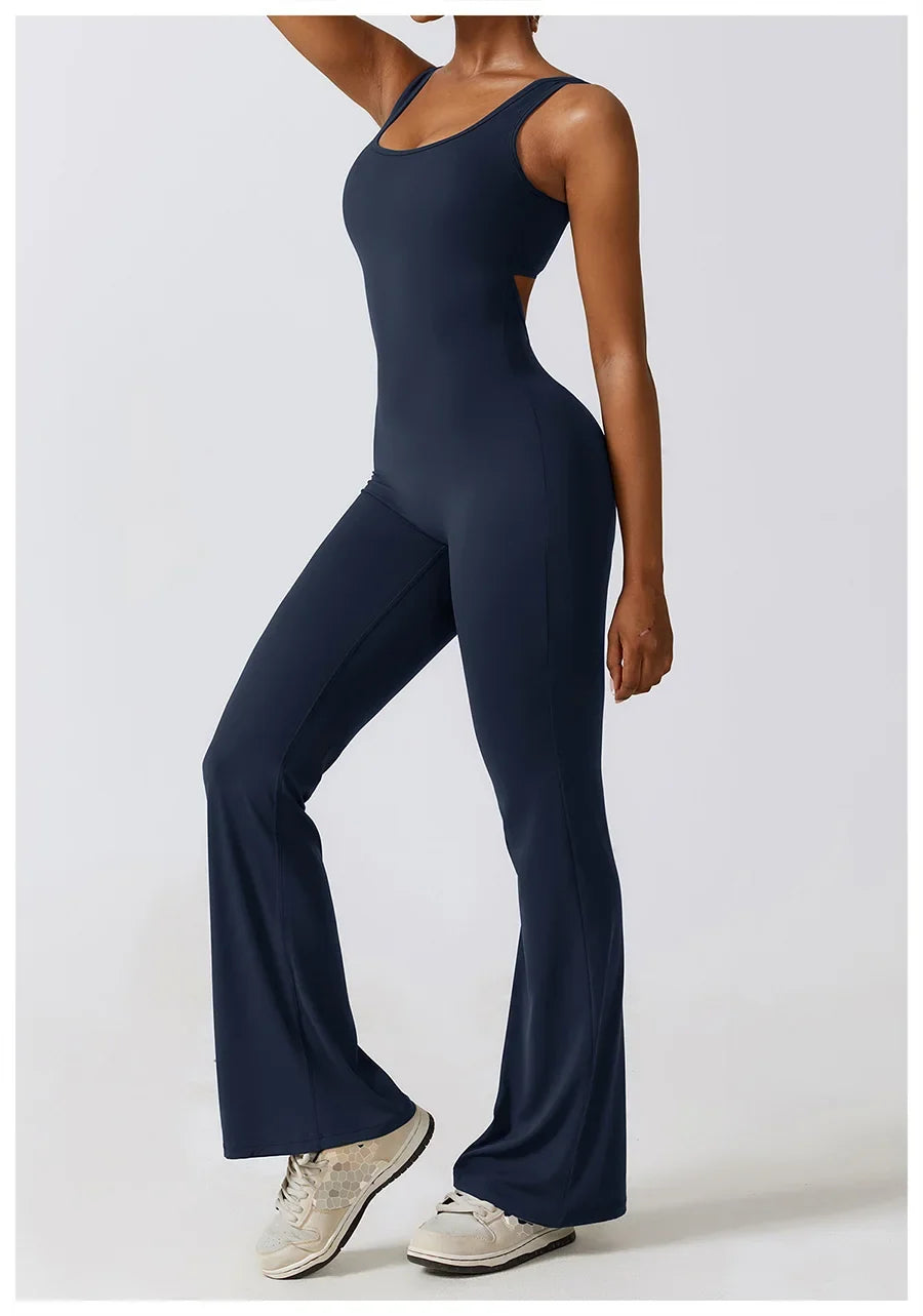 Women Sexy Back V Jumpsuit Gym Set Training Yoga Suit Sportswear Sports Jumpsuit Fitness Rompers Stretch Workout Bodysuits 8260