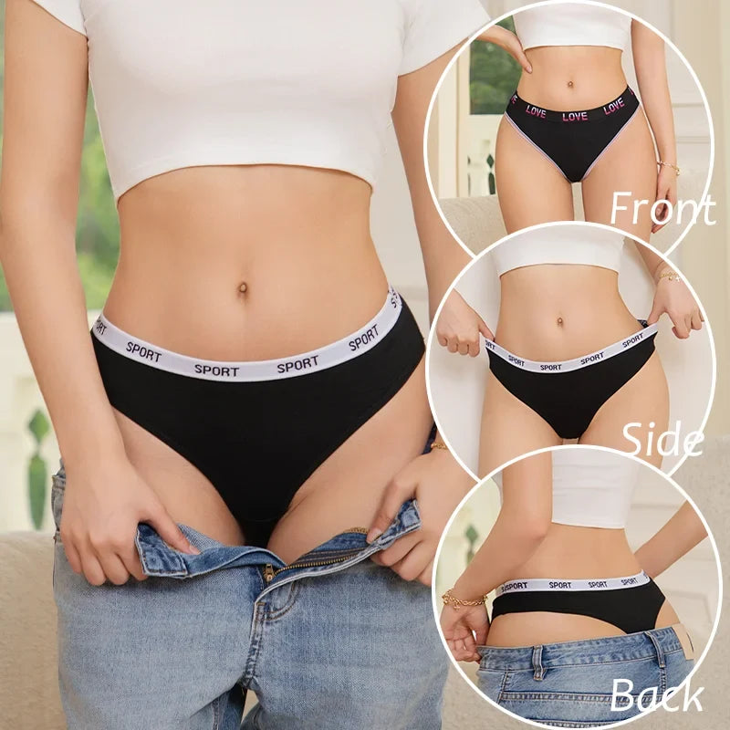 6Pcs/Set Women Thongs Cotton Panties Plus Zise Underwear Sexy G-String Low Waist Briefs Underpants Comfortable Lingerie S-XL